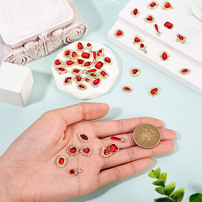 48Pcs 12 Styles Alloy Rhinestone Cabochons MRMJ-TA0001-45B-1