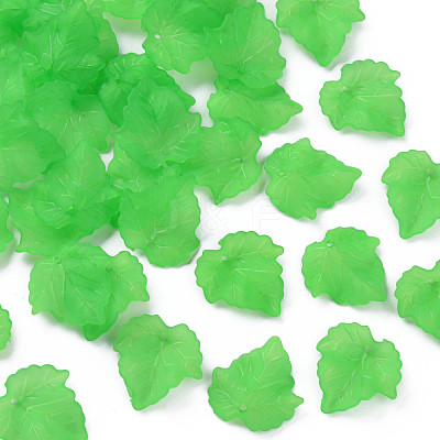 Frosted Transparent Acrylic Grape Leaf Pendants X-PAF002Y-7-1