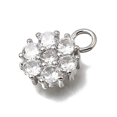 Brass Micro Pave Clear Cubic Zirconia Charms KK-K427-13B-P-1