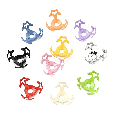 100Pcs 10 Colors Hollow Acrylic Bead Caps DIY-CJ0003-12-1