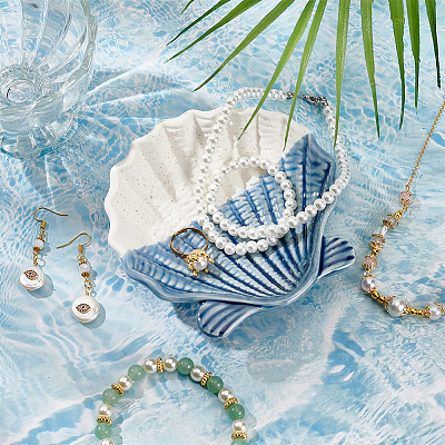 Shell Ceramic Jewelry Plate AJEW-WH0518-37-1