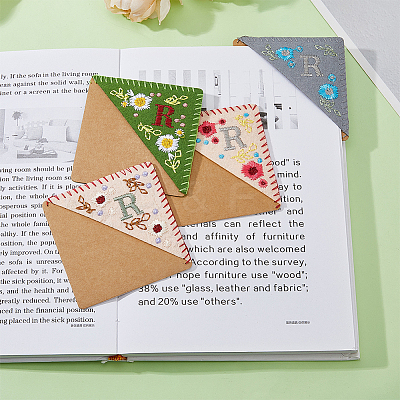 4Pcs 4 Style Felt Embroidery Bookmarks FIND-HY0003-46R-1