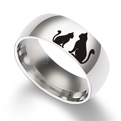 Cat Shape Pattern 201 Stainless Steel Finger Rings FS-WG30D97-03-1
