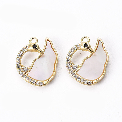 Brass Micro Pave Clear Cubic Zirconia Charms KK-Q765-016-NF-1