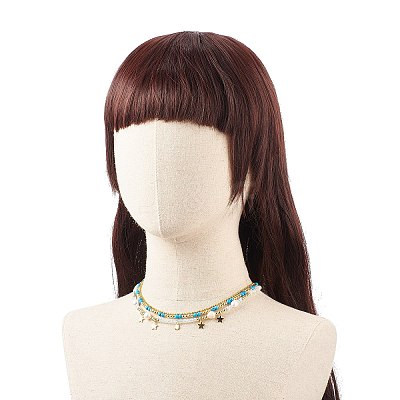 3Pcs 3 Style Natural Pearl & White Moonstone & Synthetic Turquoise & Opalite Beaded Necklaces Set NJEW-JN04000-1