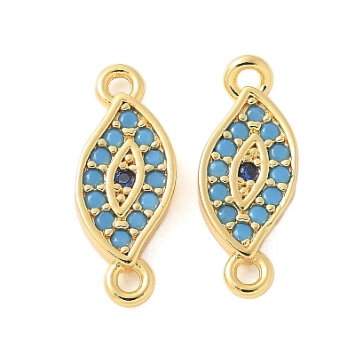 Brass Micro Pave Cubic Zirconia Connector Charms KK-U056-45G-1