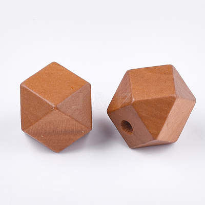 Painted Natural Wooden Beads WOOD-Q040-017A-07-1