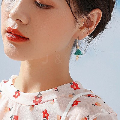 Enamel Mushroom Dangle Stud Earrings JE987B-1