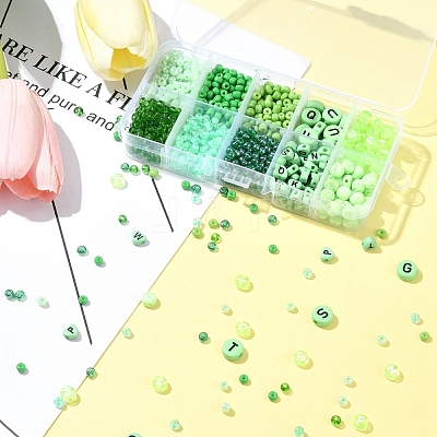 DIY Flat Round & Heart Acrylic & Glass Seed Beads Jewelry Making Findings Kits DIY-FS0006-43C-1