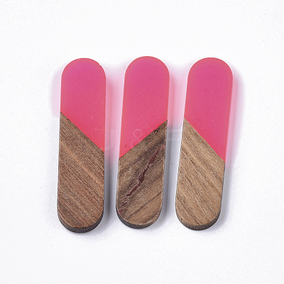 Transparent Resin & Walnut Wood Cabochons RESI-Q210-014A-B02-1