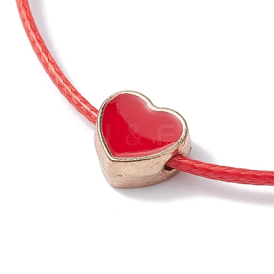 10Pcs Alloy Enamel Heart Braided Bead Bracelets Set BJEW-JB09740-01A-1
