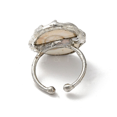 Dyed Natural Shell Eye Open Cuff Ring RJEW-M155-02S-1
