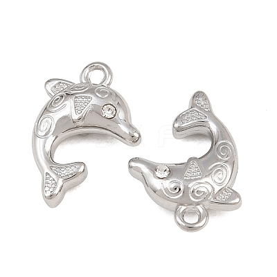 304 Stainless Steel with Crystal Rhinestone Charms RB-CBABFDA-11G-P-1