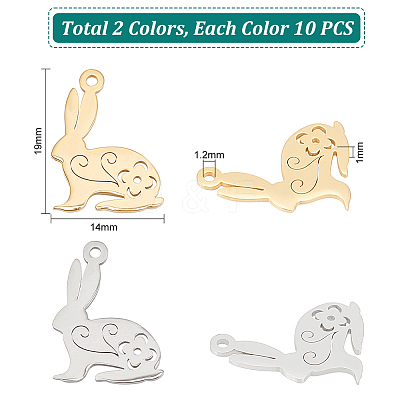 20Pcs 2 Colors 201 Stainless Steel Pendants STAS-UN0052-06-1