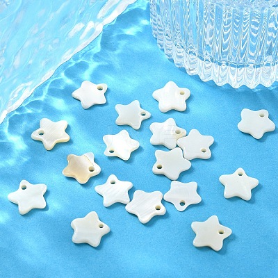 20Pcs Natural Freshwater Shell Star Charms SHEL-YW0001-14-1