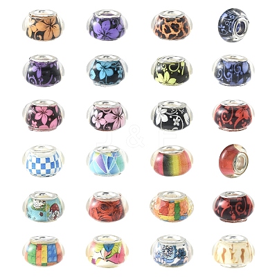 30Pcs Large Hole Resin European Beads OPDL-YW0001-07-1