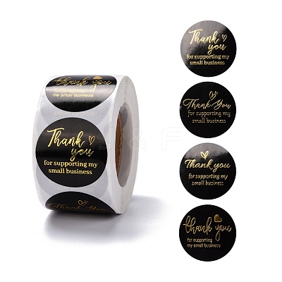Flat Round Paper Thank You Stickers DIY-C042-04-1