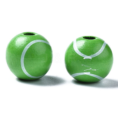 Painted Natural Wood European Beads WOOD-S057-052-1