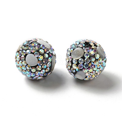 Polymer Clay Rhinestone Beads RGLA-D050-02B-1