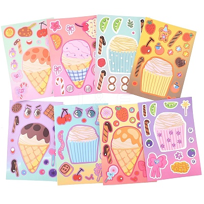 8Pcs PVC Self-Adhesive Stickers STIC-YW0001-06-1