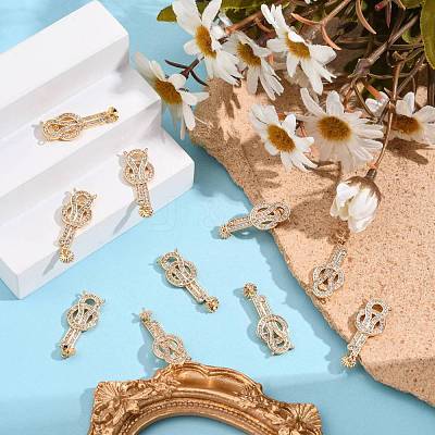 Brass Micro Pave Clear Cubic Zirconia Screw Eye Peg Bails Links Connectors KK-T062-89G-NF-1