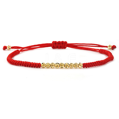 Adjustable Brass Corrugated Round Braided Bead Bracelets for Men Women UH2717-1-1