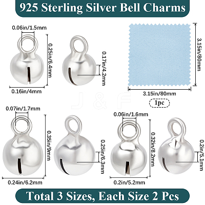 6Pcs 3 Styles 925 Sterling Silver Pendants STER-BBC0007-87-1