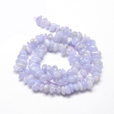 Natural Blue Lace Agate Chip Beads Strands X-G-E271-73-1