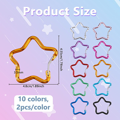 18Pcs 9 Colors Aluminum Alloy Rock Climbing Carabiners DIY-DC0003-94-1