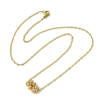 Braided Glass Seed Bead Column Pendant Necklaces NJEW-MZ00037-01-1