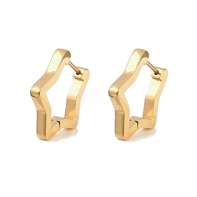 3304 Stainless Steel Star Hoop Earrings EJEW-P324-02G-1