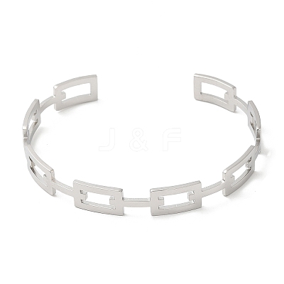 Non-Tarnish 304 Stainless Steel Hollow Rectangle Cuff Bangles BJEW-H322-01P-1