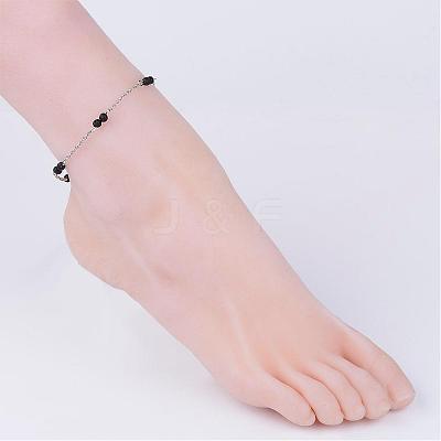 304 Stainless Steel Chain Anklets AJEW-AN00170-02-1