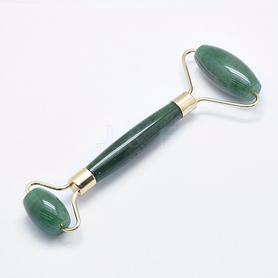 Natural Green Aventurine Brass Face Massager MRMJ-G008-14G-1