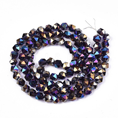 Electroplate Transparent Glass Beads Strands EGLA-T019-06J-1