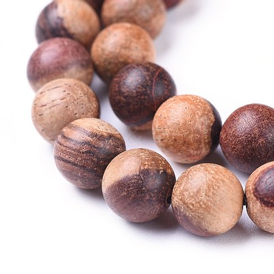 Natural Wood Beads Strands WOOD-F008-04-D-1
