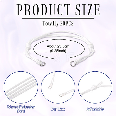 20Pcs Adjustable Korean Waxed Polyester Cord Bracelet Making BJEW-TAC0051-01-1