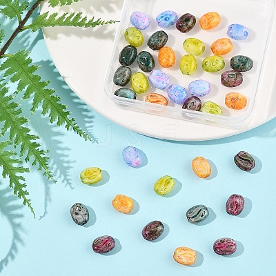 40Pcs 5 Colors Baking Paint Glass Seed Beads GLAA-FS0002-27-1