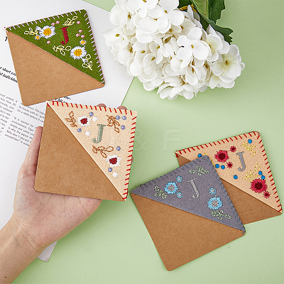 4Pcs 4 Styles Season Theme Non-woven Felt Embroidery Corner Bookmarks FIND-HY0002-47B-1