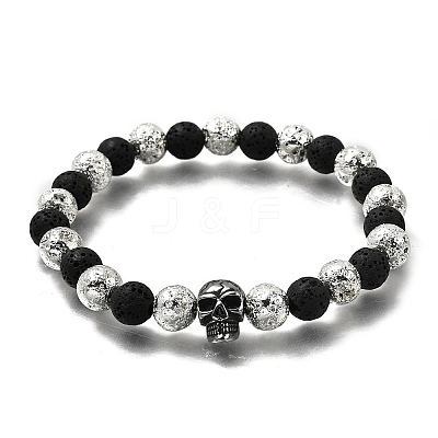 Halloween Dyed & Electroplate Natural Lava Rock Bracelets BJEW-JB12332-01-1