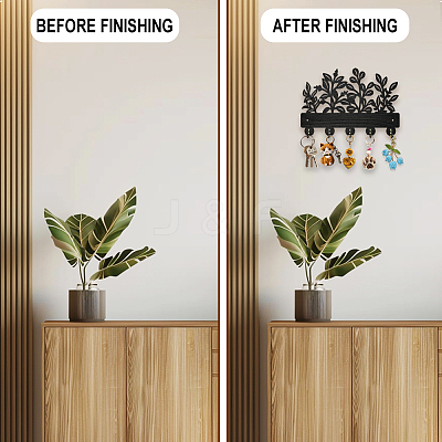 Wood & Iron Wall Mounted Hangers HJEW-WH0055-229-1
