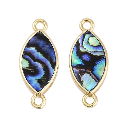 Brass Pave Natural Paua Shell Connector Charms KK-M299-01C-G-1