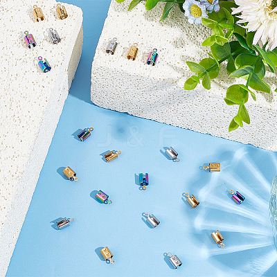72Pcs 3 Colors Ion Plating(IP) 304 Stainless Steel Folding Crimp Ends STAS-UN0049-17-1