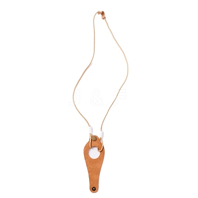 Leather Eyeglasses Strap with Clip Holder and Brass Buckle AJEW-WH0291-87B-1