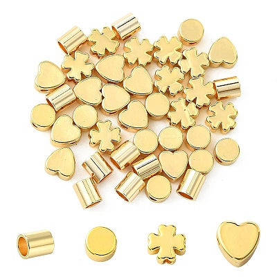 40Pcs 4 Styles Long-Lasting Plated Brass Beads KK-YW0002-96-1