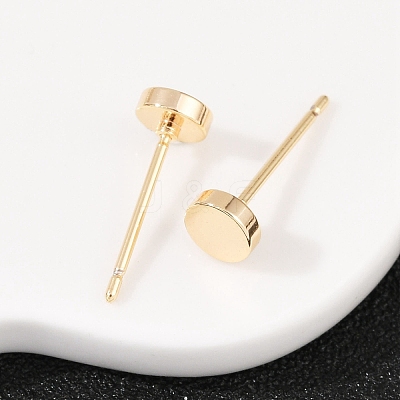 Brass Flat Round Stud Earrings for Women EJEW-G441-06E-G-1