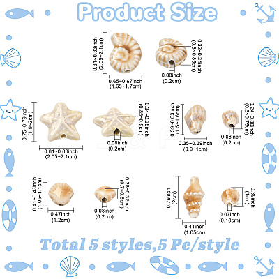 25Pcs 5 Styles Handmade Porcelain Ceramic Beads PORC-YW0001-85-1