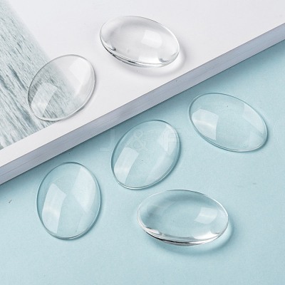 Transparent Oval Glass Cabochons GGLA-R022-35x25-1