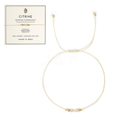 Natural Citrine Braided Beads Bracelets for Women LU0568-6-1