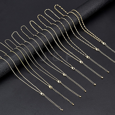 9Pcs 9 Style Brass Chain Necklaces Set for Men Women NJEW-BC0001-08-1